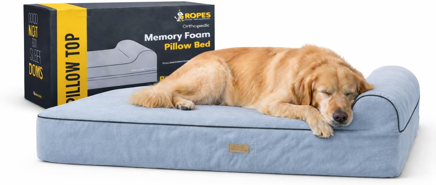 Cama para cães ortopédica de espuma viscoelástica de com travesseiro e capa removível fácil de lavar com sola antiderrapante